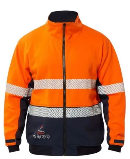 FR HI VIS SEGMENTED REFLECTIVE FLEECE - ORANGE/NAVY