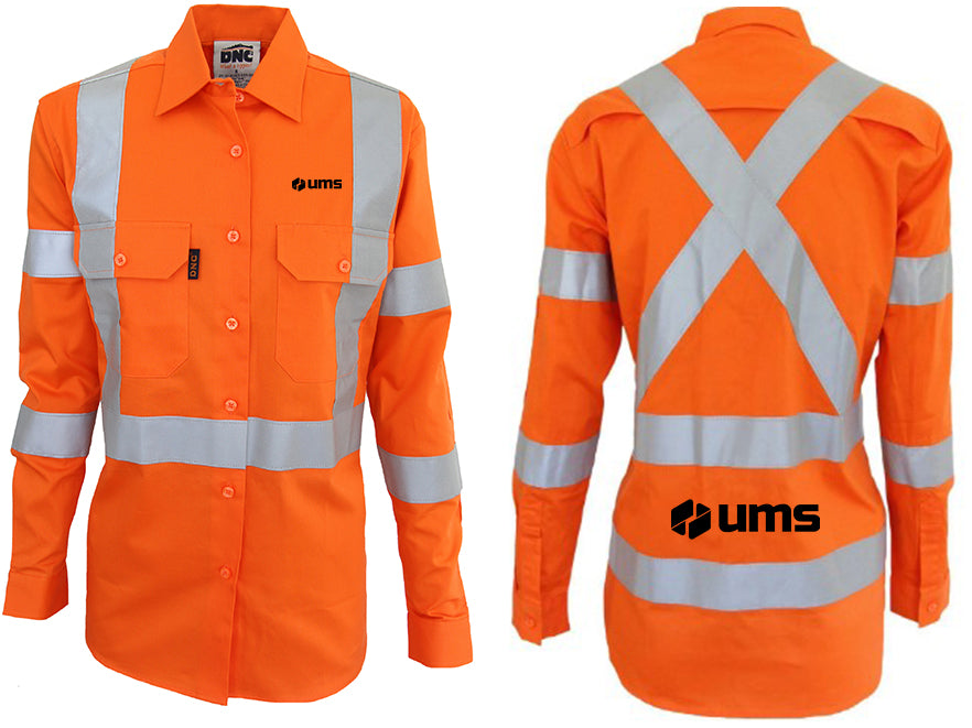 LADIES HI VIS 3 WAY VENTED X BACK TAPED SHIRT - ORANGE