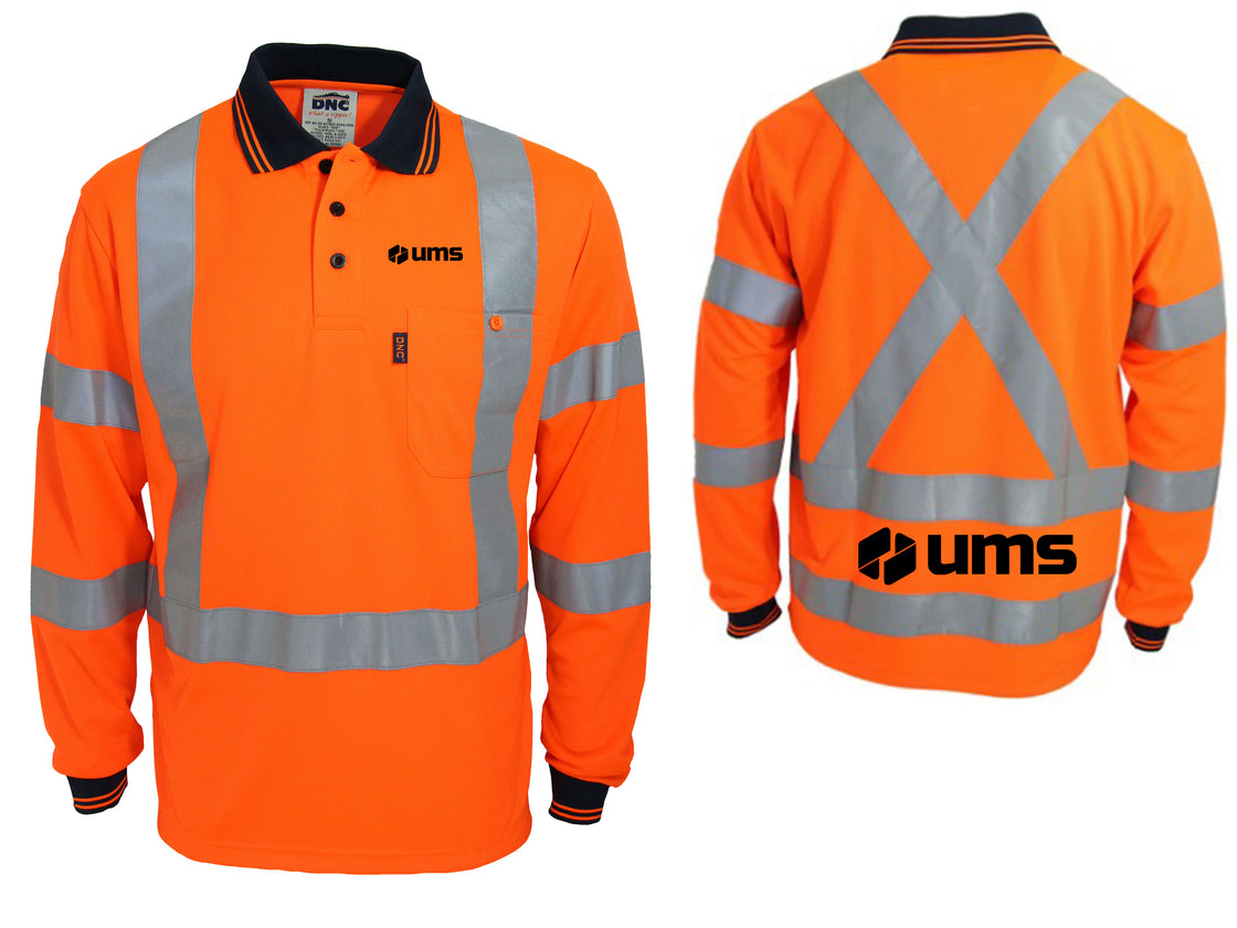 HI-VIS "X' BACK& BIO-MOTION TAPED POLO - ORANGE
