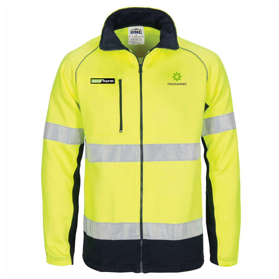 HI VIS 2 TONE FULL ZIP FLEECE - YELLOW/NAVY