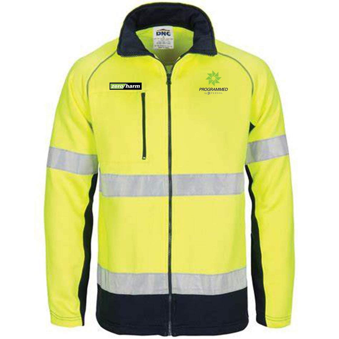 HI VIS 2 TONE FULL ZIP FLEECE - YELLOW/NAVY