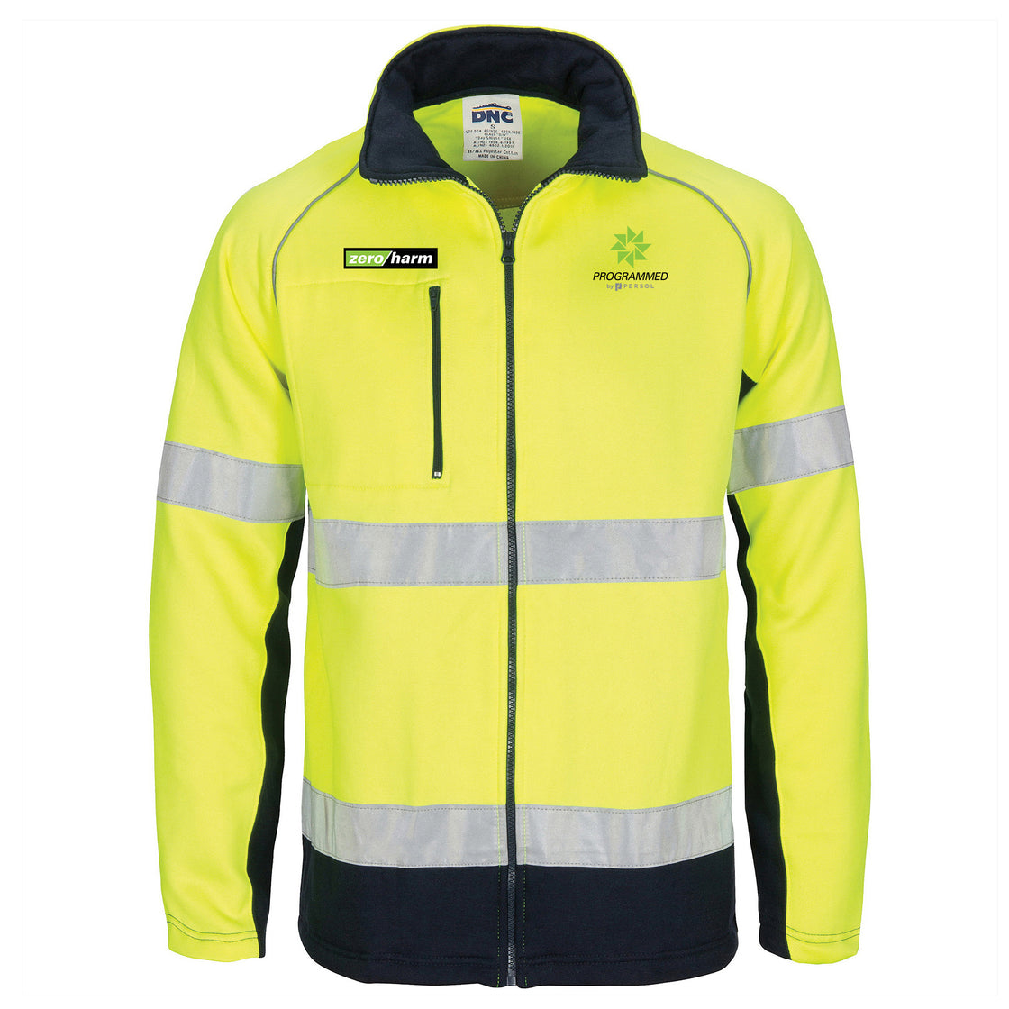 HI VIS 2 TONE FULL ZIP FLEECE - YELLOW/NAVY