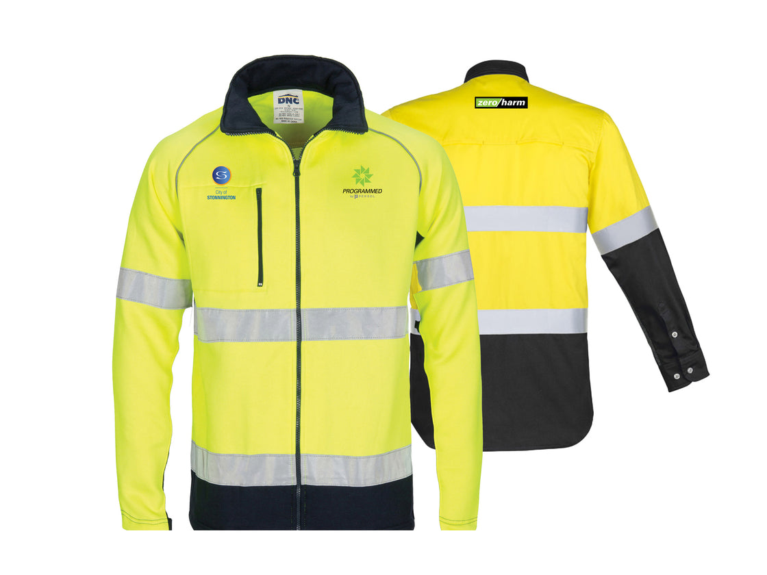 HI VIS 2 TONE FULL ZIP FLEECE - YELLOW/NAVY