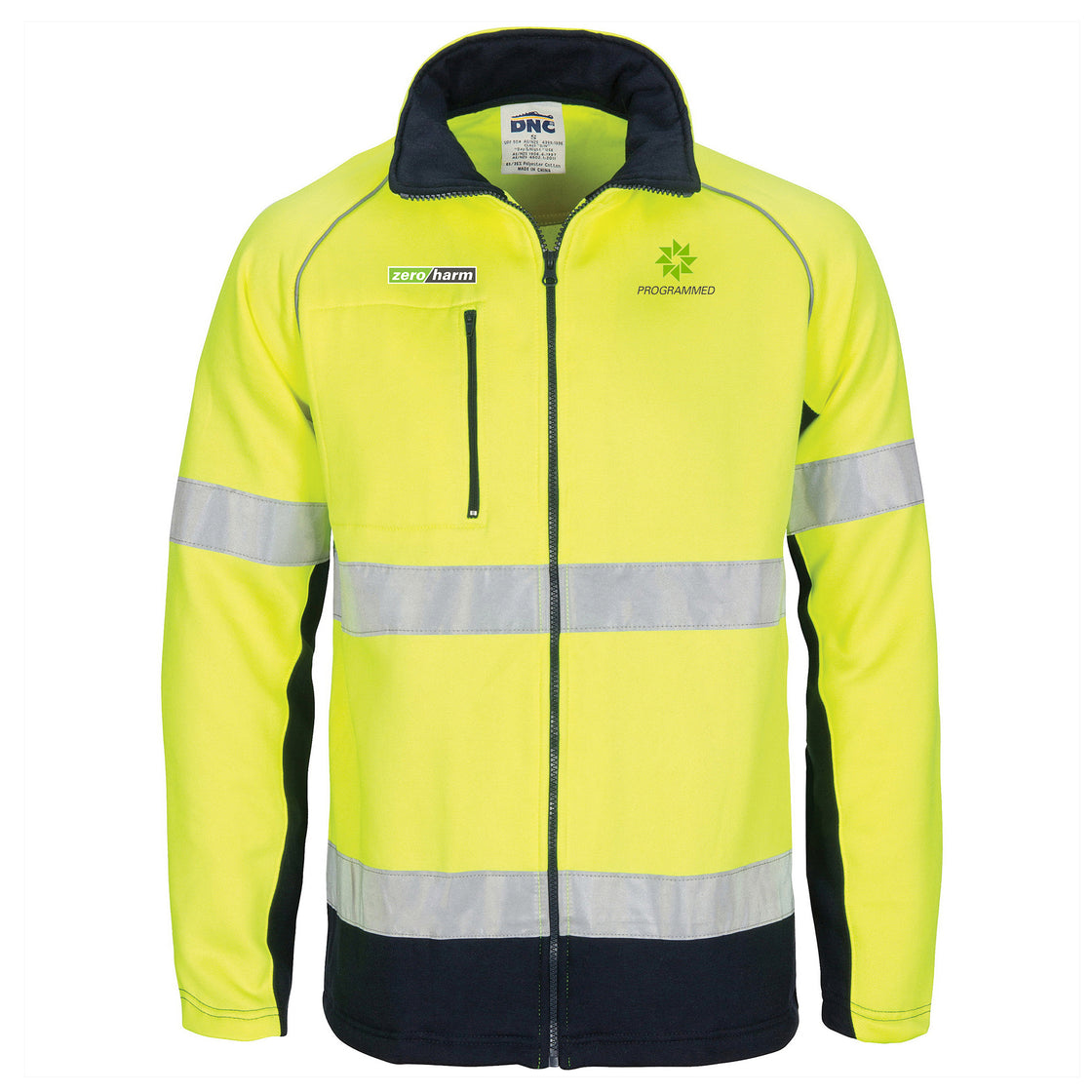 HIVIS TWO TONE FLEECE ZIP SWEATSHIRT - YELLOW/NAVY