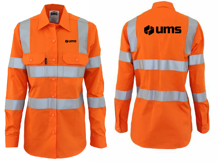 LADIES HI VIS L/W COTTON VIC RAIL CSR SHIRT - ORANGE