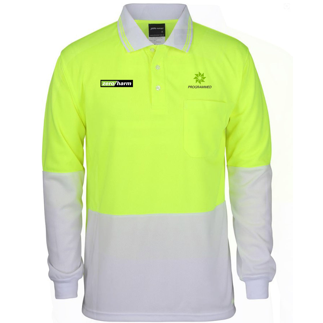 HI VIS TRADITIONAL POLO - LIME/WHITE