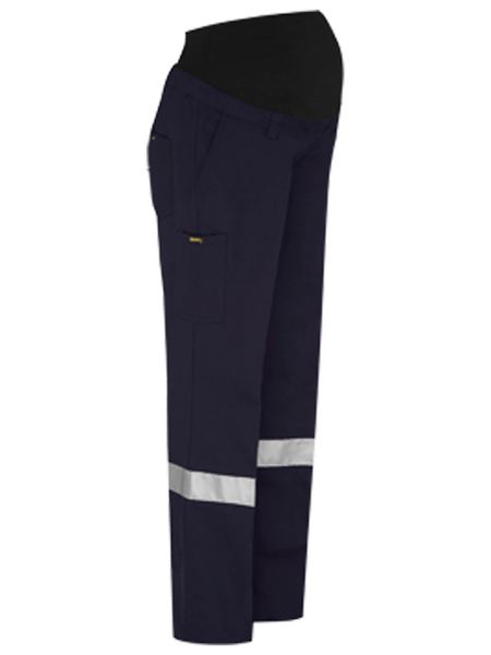 WOMEN'S TAPED MATERNITY DRILL WORK PANTS - NAVY