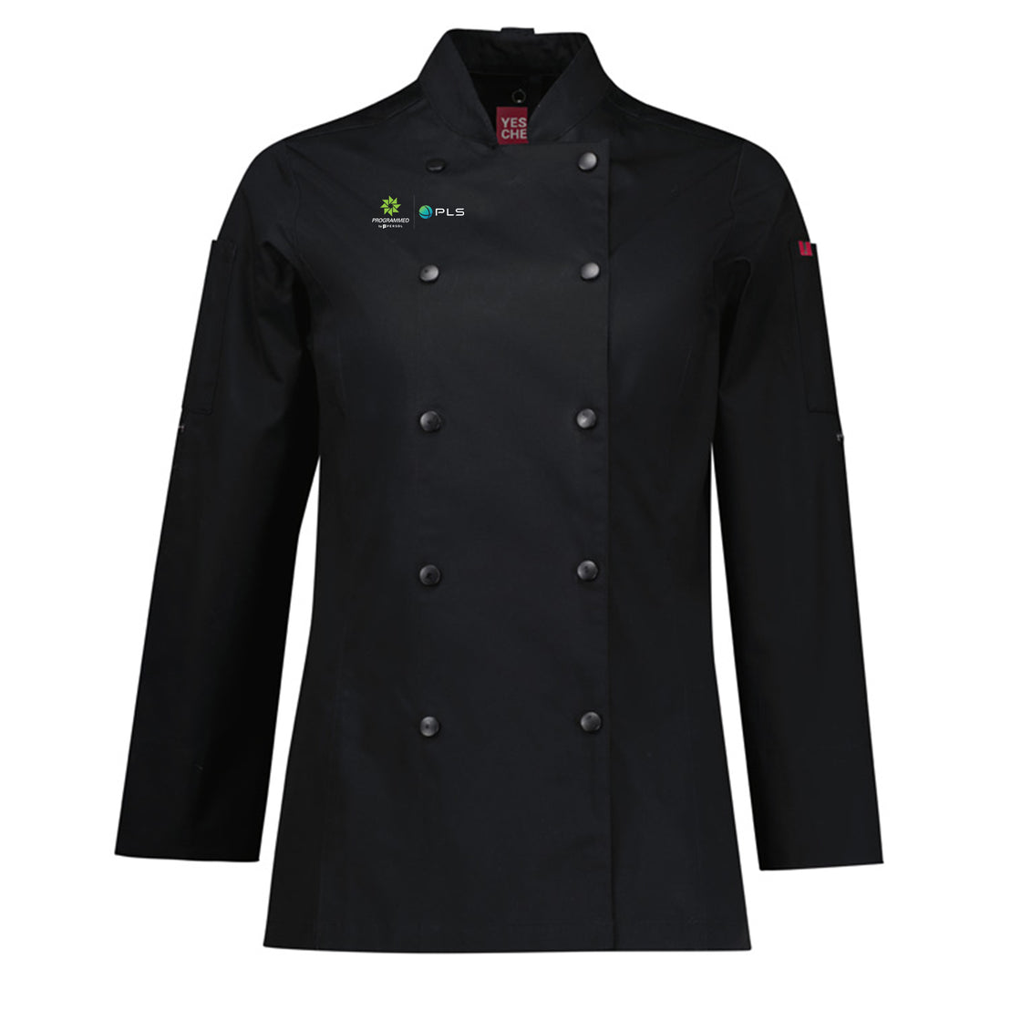 WOMENS GUSTO LONG SLEEVE CHEF JACKET - BLACK