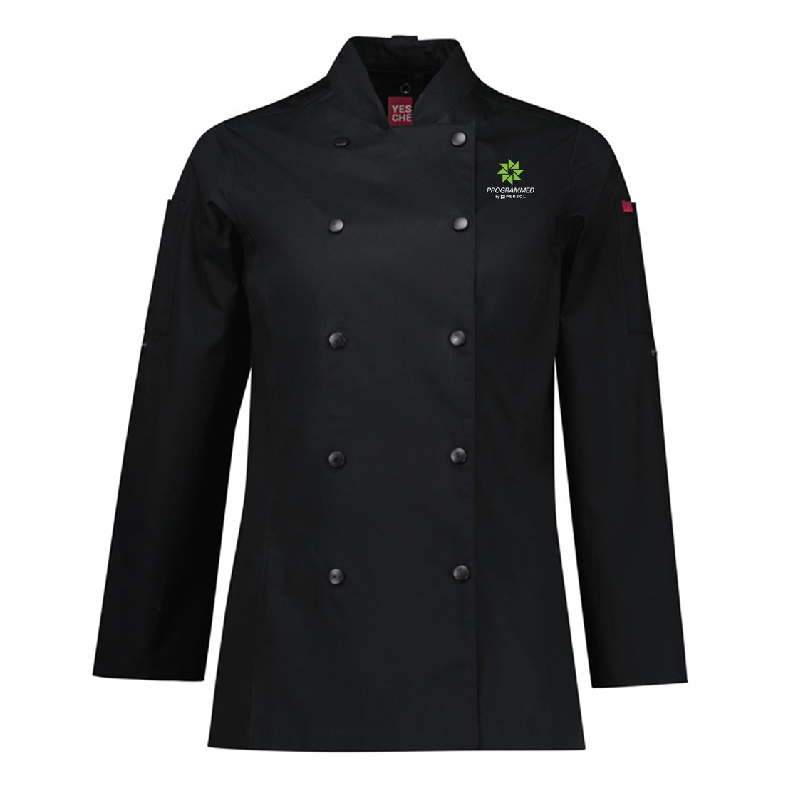 WOMENS GUSTO LONG SLEEVE CHEF JACKET - BLACK