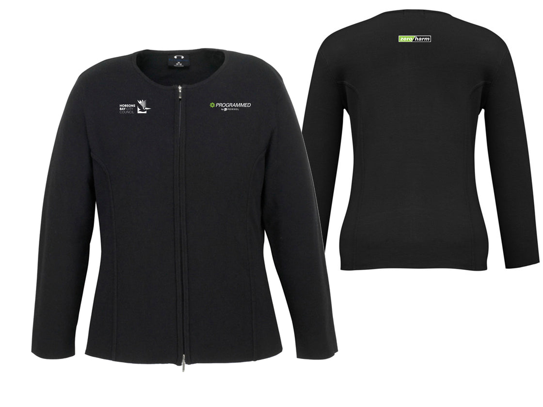 WOMENS 2-WAY ZIP CARDIGAN - BLACK