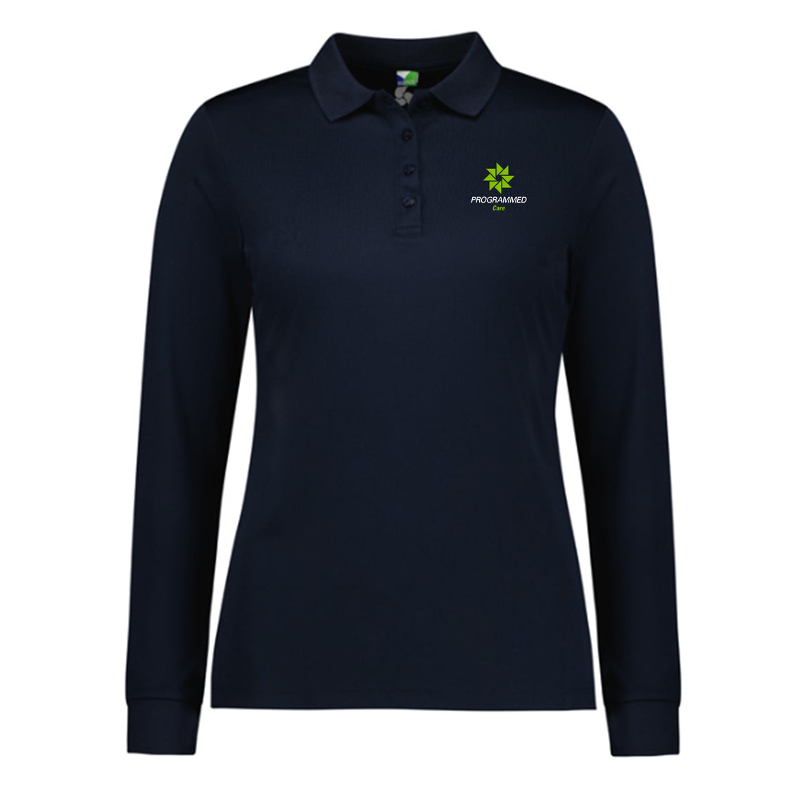 WOMENS ACTION LONG SLEEVE POLO - NAVY