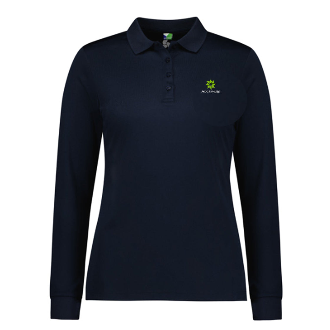 WOMENS ACTION LONG SLEEVE POLO - NAVY