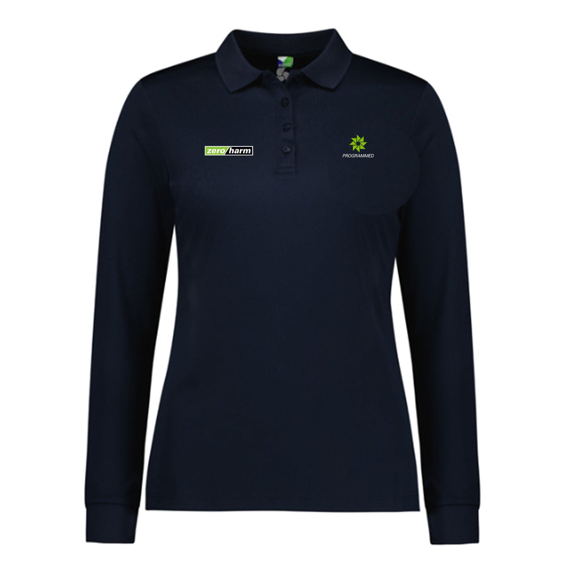 Womens Action Long Sleeve Polo - NAVY