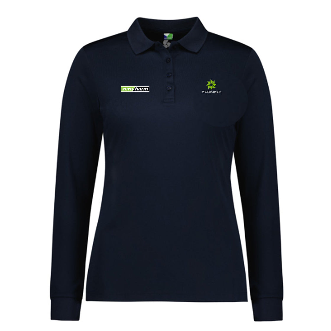 WOMENS ACTION LONG SLEEVE POLO - NAVY