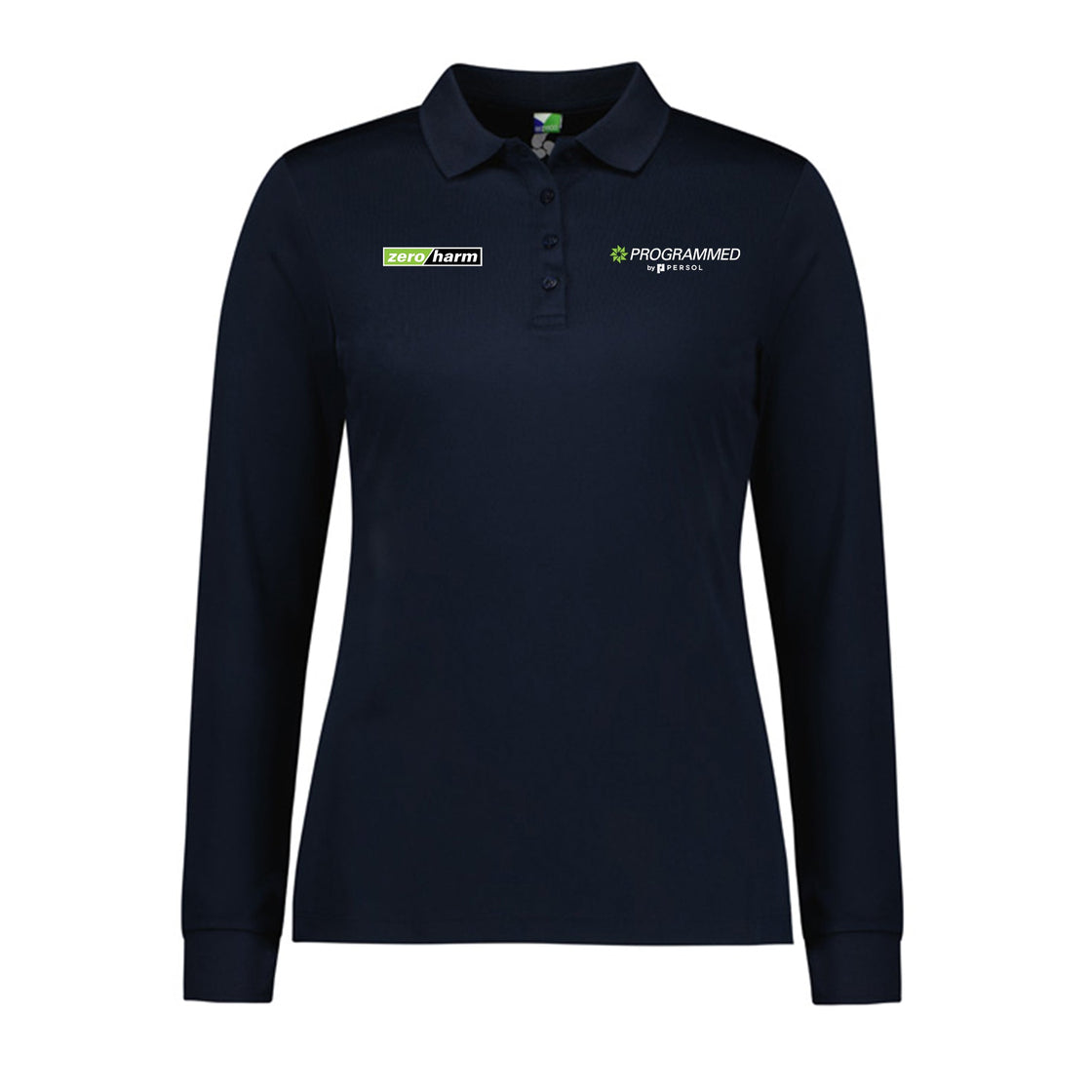 WOMENS ACTION LONG SLEEVE POLO - NAVY