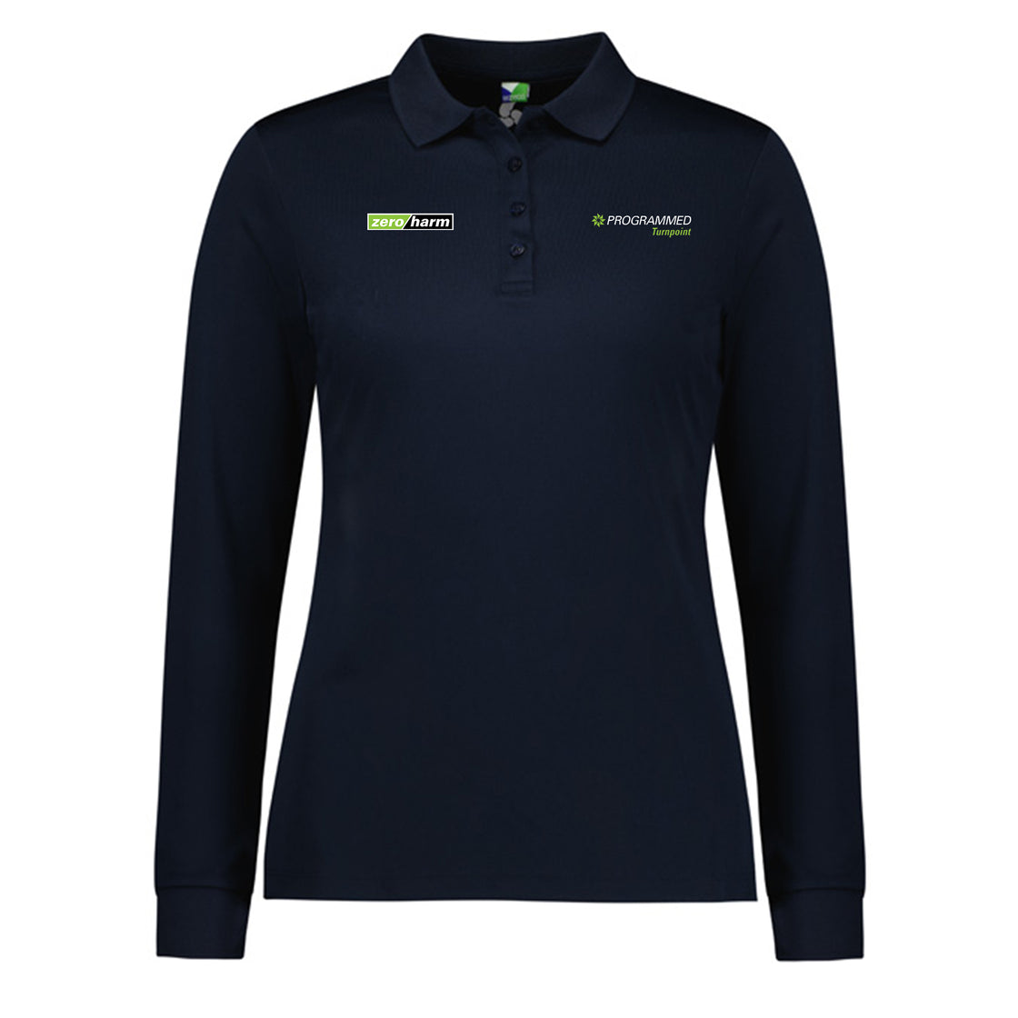 WOMENS ACTION LONG SLEEVE POLO - NAVY