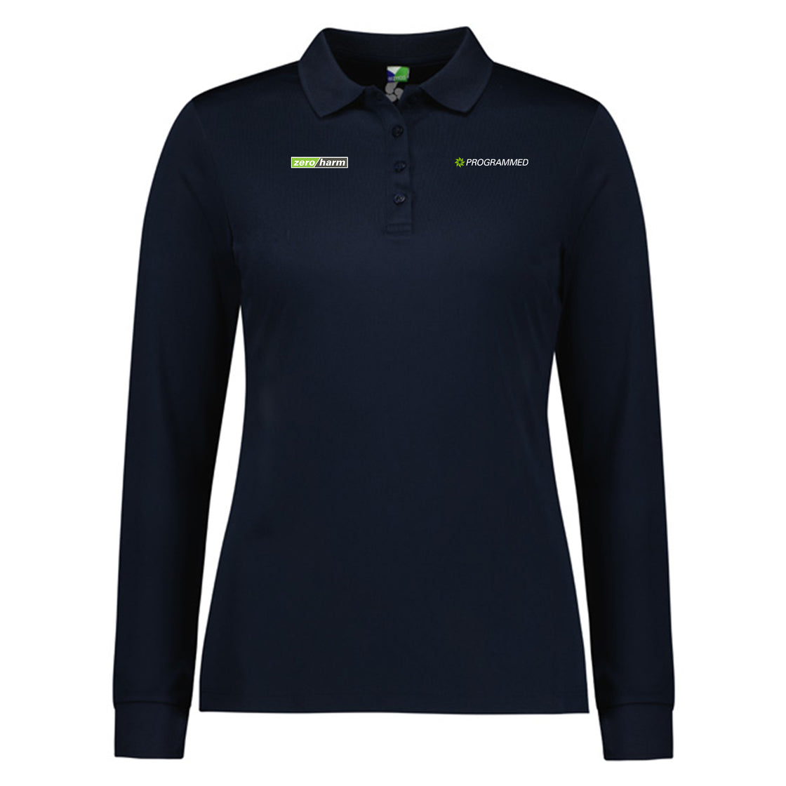 ACTION WOMENS LONG SLEEVE POLO - NAVY