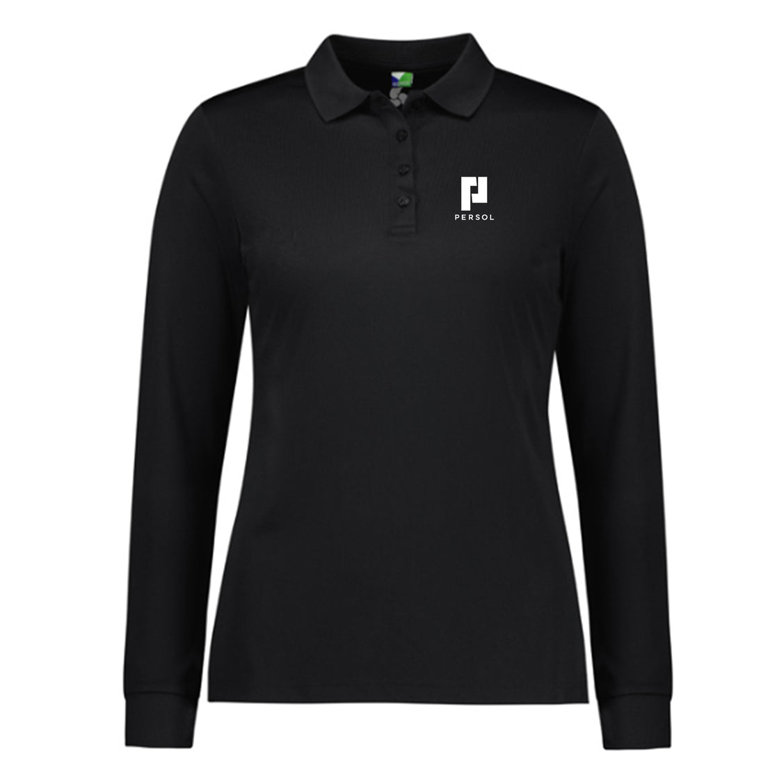 WOMENS ACTION LONG SLEEVE POLO - BLACK