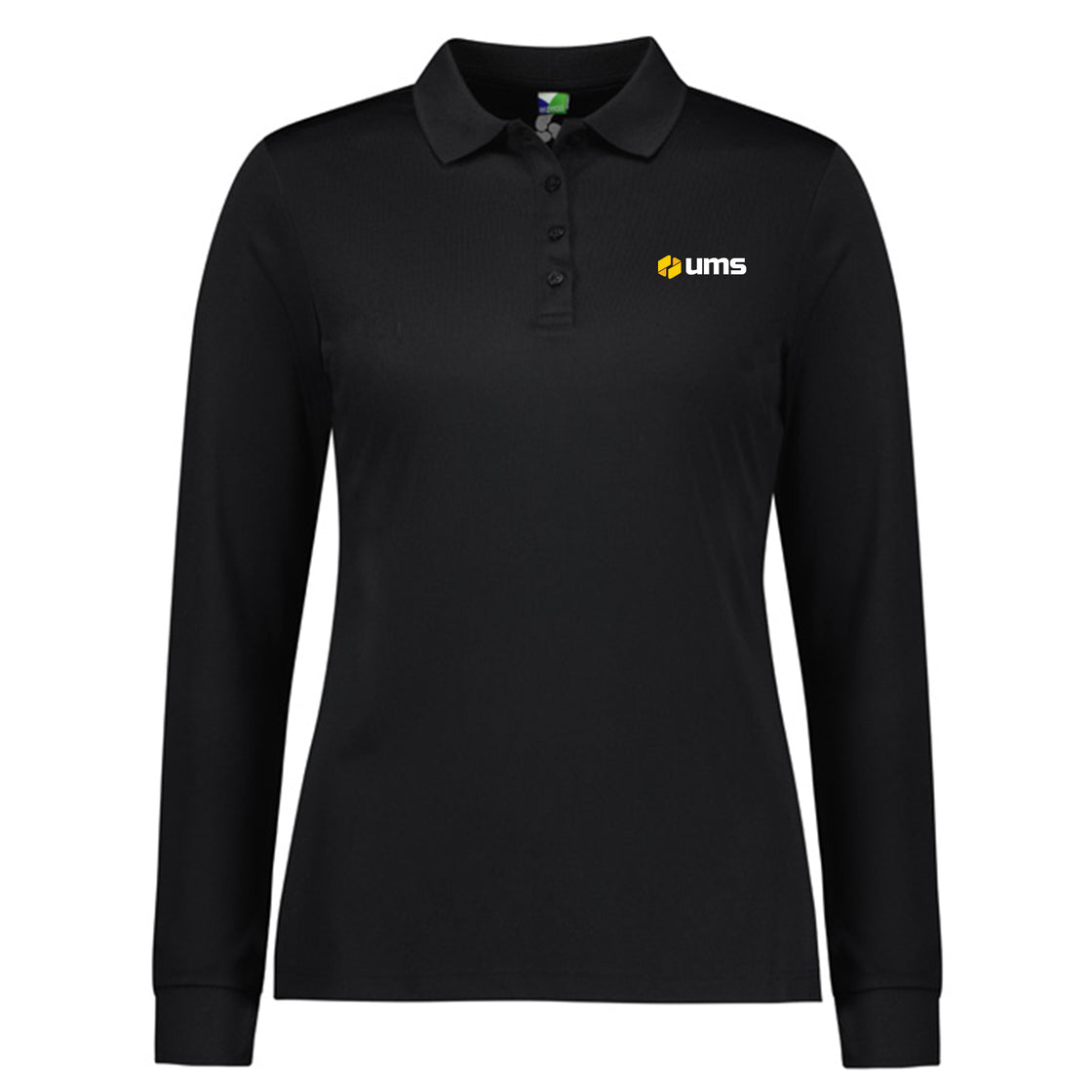 WOMENS ACTION LONG SLEEVE POLO - BLACK