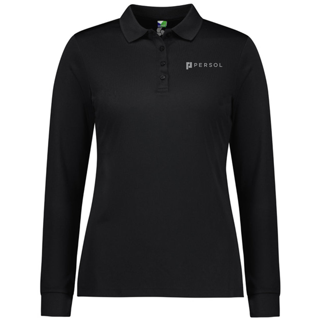 WOMENS ACTION LONG SLEEVE POLO - BLACK