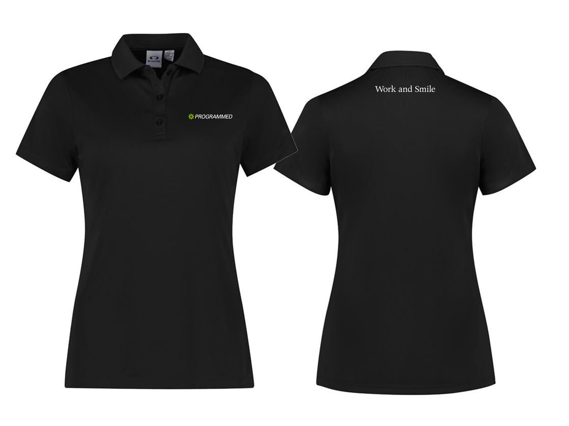 WOMENS ACTION SHORT SLEEVE POLO - BLACK