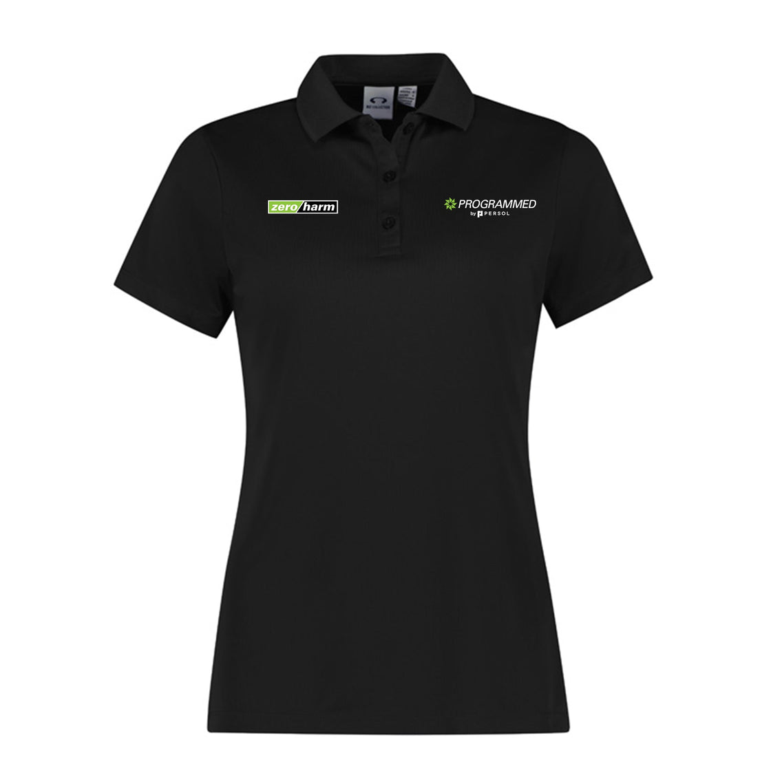 WOMENS ACTION SHORT SLEEVE POLO - BLACK