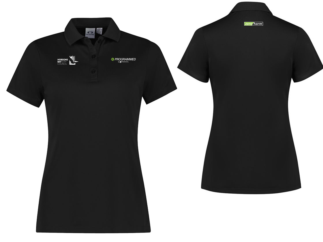 WOMENS ACTION SHORT SLEEVE POLO - BLACK