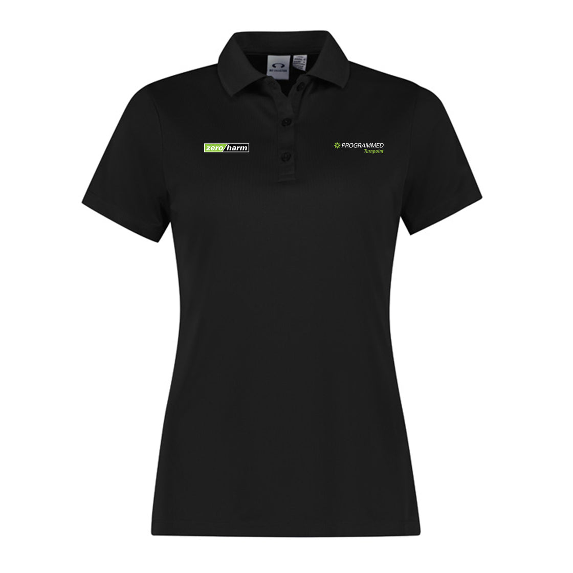 WOMENS ACTION SHORT SLEEVE POLO - BLACK