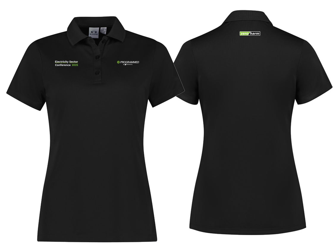 WOMENS ACTION SHORT SLEEVE POLO - BLACK