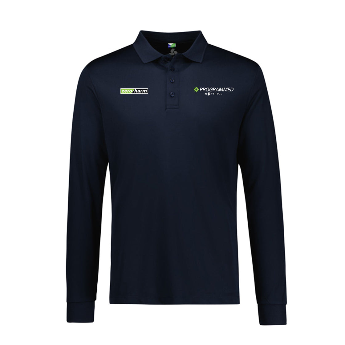 MENS ACTION LONG SLEEVE POLO - NAVY