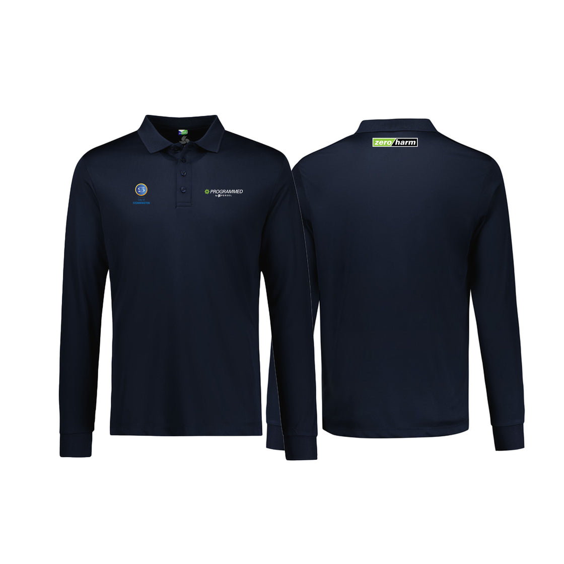 MENS ACTION LONG SLEEVE POLO - NAVY