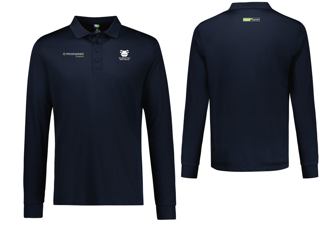 MENS ACTION LONG SLEEVE POLO - NAVY
