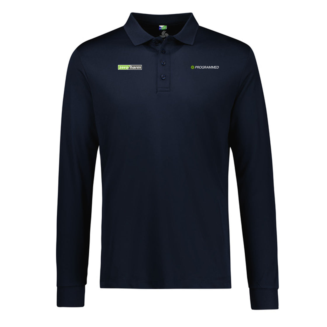 ACTION MENS LONG SLEEVE POLO - NAVY