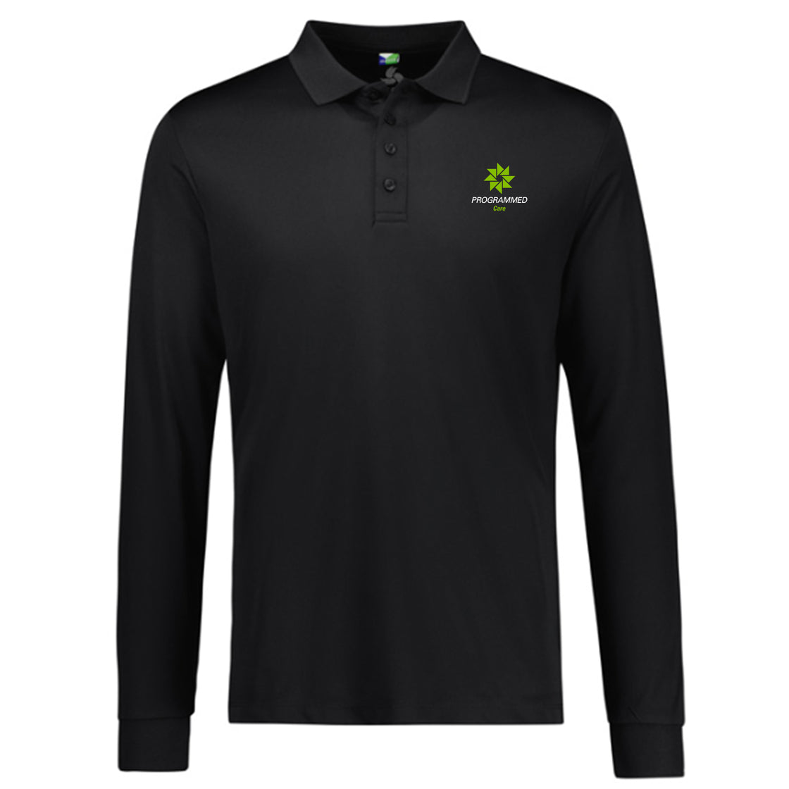 MENS ACTION LONG SLEEVE POLO - BLACK