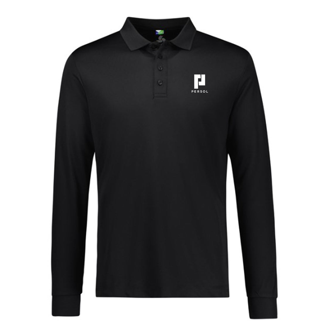 MENS ACTION LONG SLEEVE POLO - BLACK