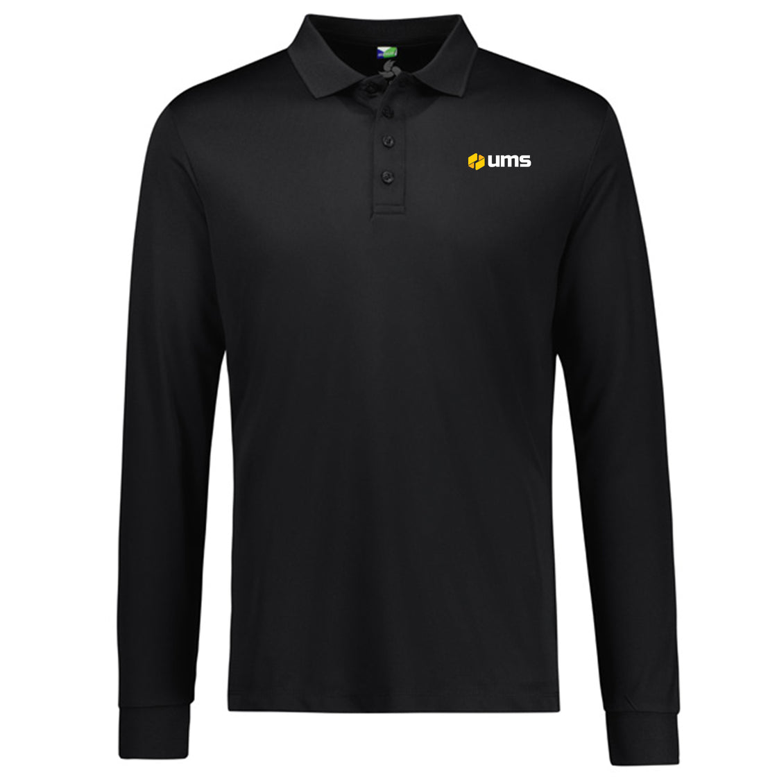 MENS ACTION LONG SLEEVE POLO - BLACK