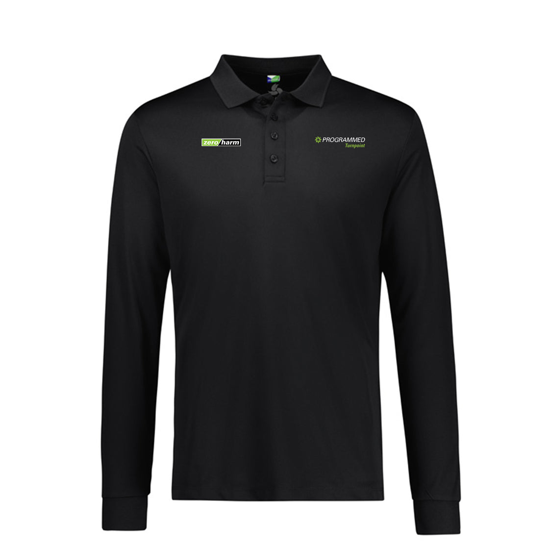 MENS ACTION LONG SLEEVE POLO - BLACK