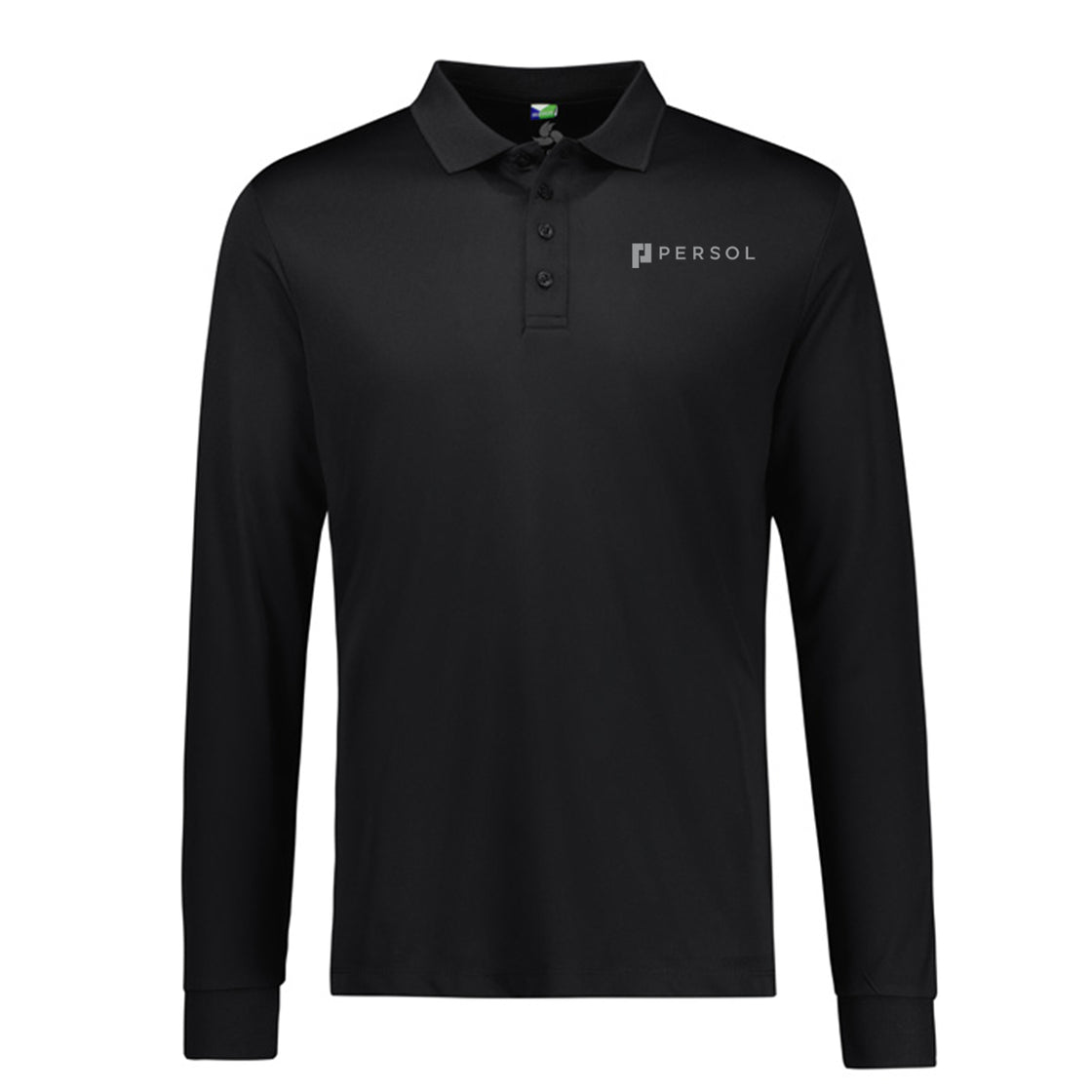 MENS ACTION LONG SLEEVE POLO - BLACK