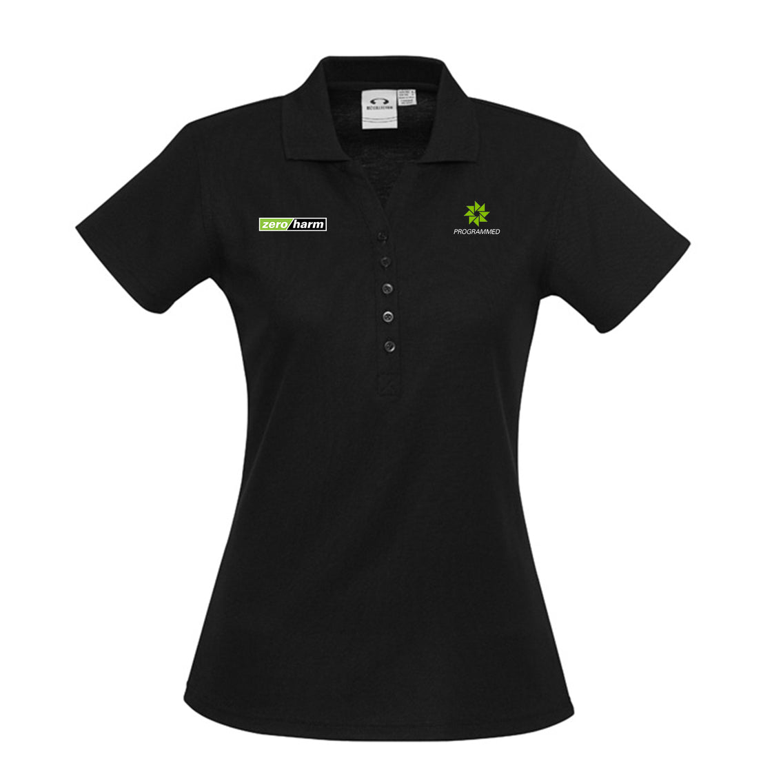 WOMENS CREW SHORT SLEEVE POLO - BLACK