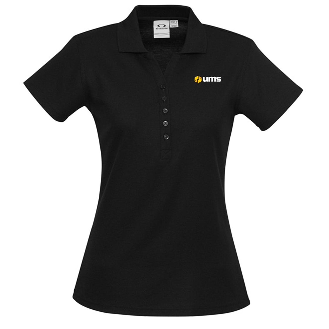 WOMENS CREW SHORT SLEEVE POLO - BLACK