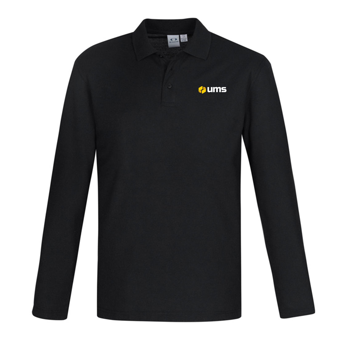 MENS CREW LONG SLEEVE POLO - BLACK