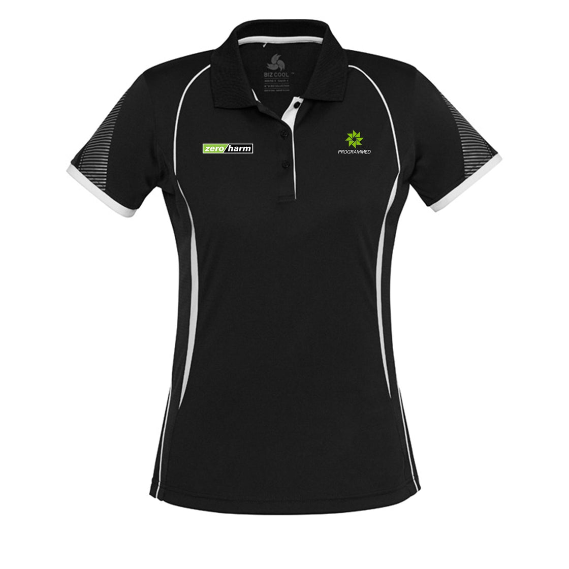 LADIES RAZOR POLO - BLACK/WHITE