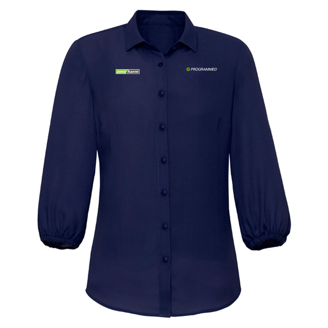LUCY WOMENS 3/4 SLEEVE BLOUSE - NAVY