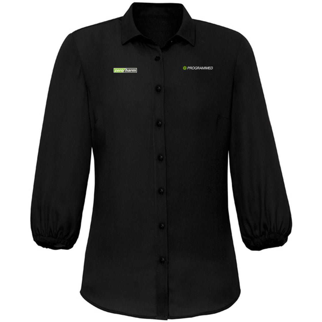 LUCY WOMENS 3/4 SLEEVE BLOUSE - BLACK
