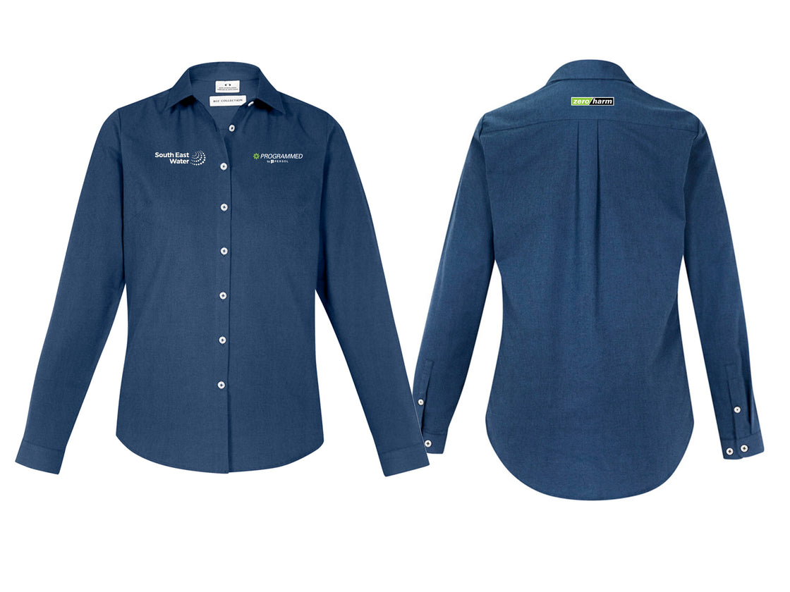 WOMENS MEMPHIS LONG SLEEVE SHIRT - MINERAL BLUE