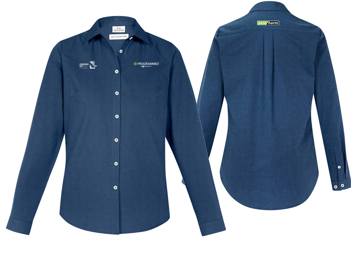 WOMENS MEMPHIS LONG SLEEVE SHIRT - MINERAL BLUE