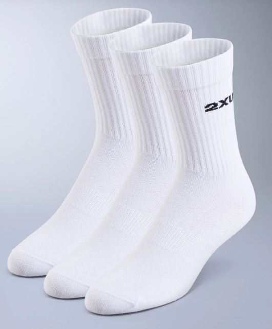 COTTON CREW SOCKS 4 PACK - WHITE WITH 2XU LOGO