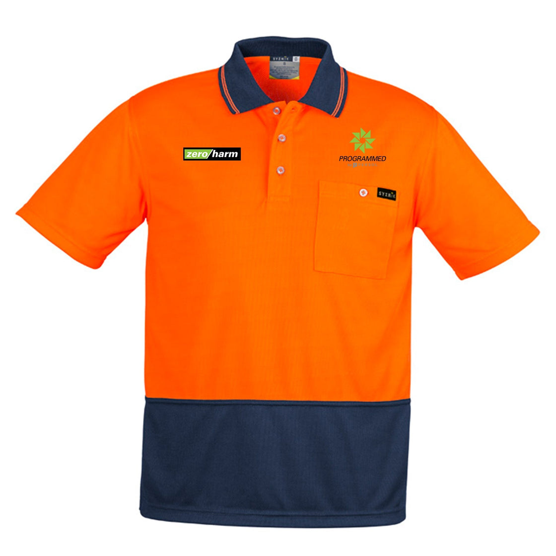 MENS COMFORT BACK S/S POLO - ORANGE/NAVY