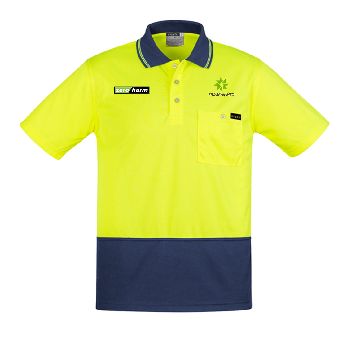 MENS COMFORT BACK S/S POLO - YELLOW/NAVY