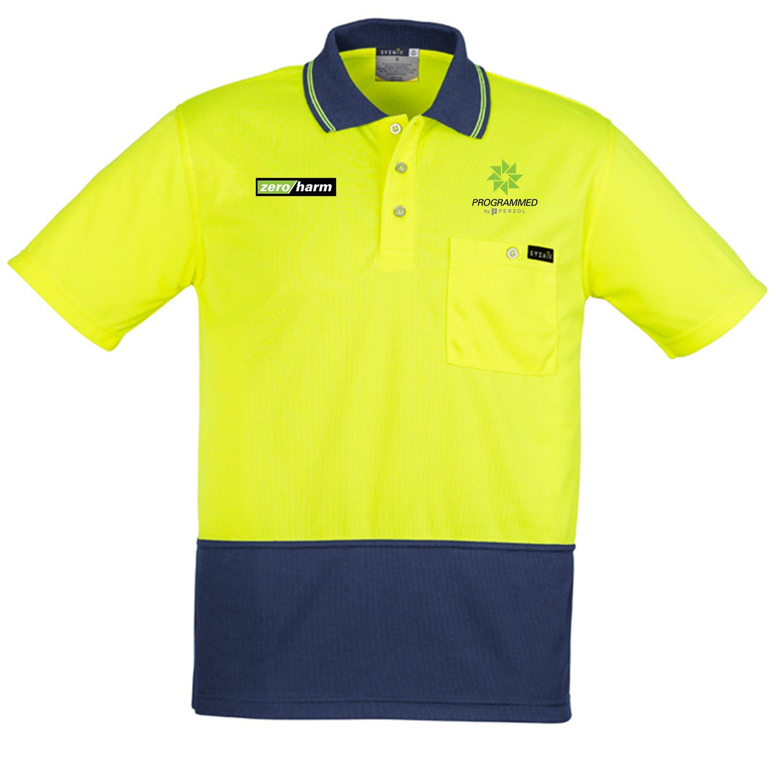 MENS COMFORT BACK S/S POLO - YELLOW/NAVY